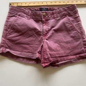 EUC American Eagle AEO Women's Shorts Size 8 Red Cuffed Stretch Midi Pockets (R)